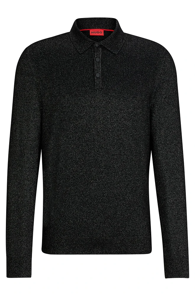 Relaxed-fit sparkle-effect polo sweater