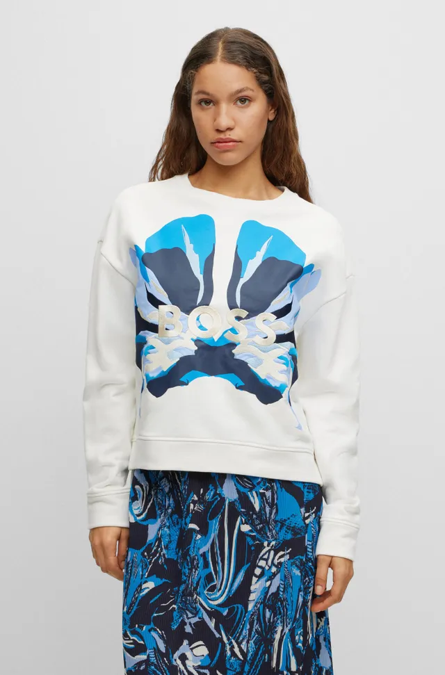 BOSS - Monogram sweatshirt in French terry with batwing sleeves