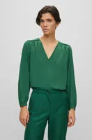 V-neck regular-fit blouse washed silk