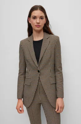 Slim-fit jacket checked stretch fabric