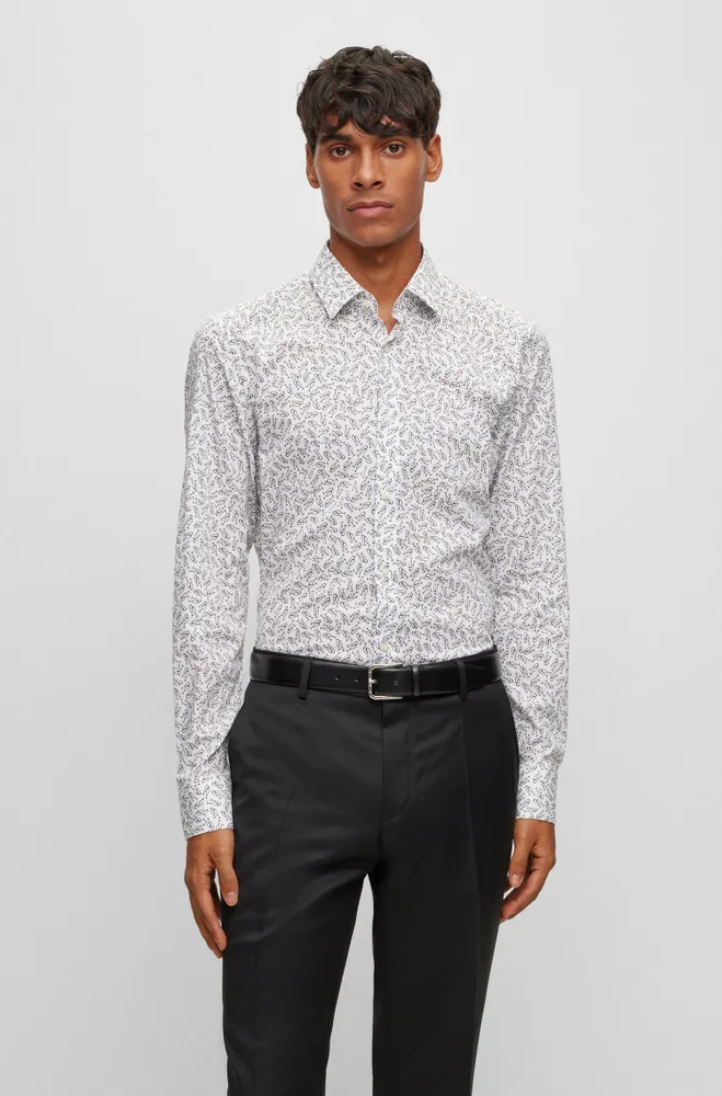 Slim-fit shirt printed stretch cotton