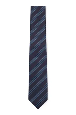 Diagonal-striped tie in silk jacquard