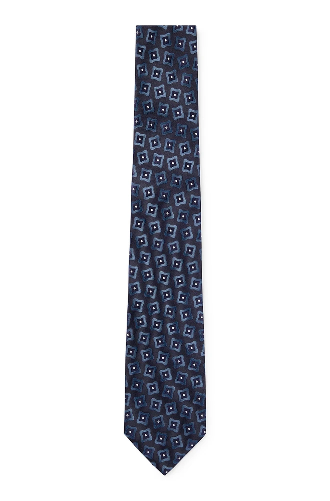 Silk tie with modern jacquard pattern