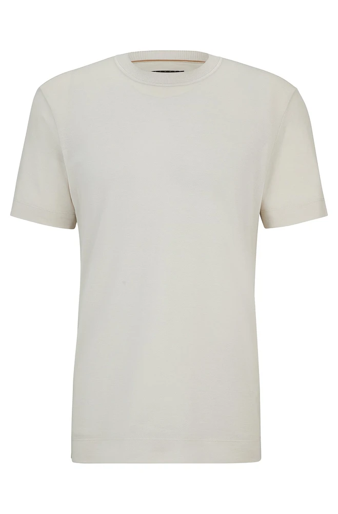 Cotton-cashmere T-shirt with mercerized finish