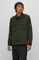 Oversize-fit overshirt with red logo label