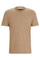 Cotton-silk T-shirt with fineline stripes and double collar