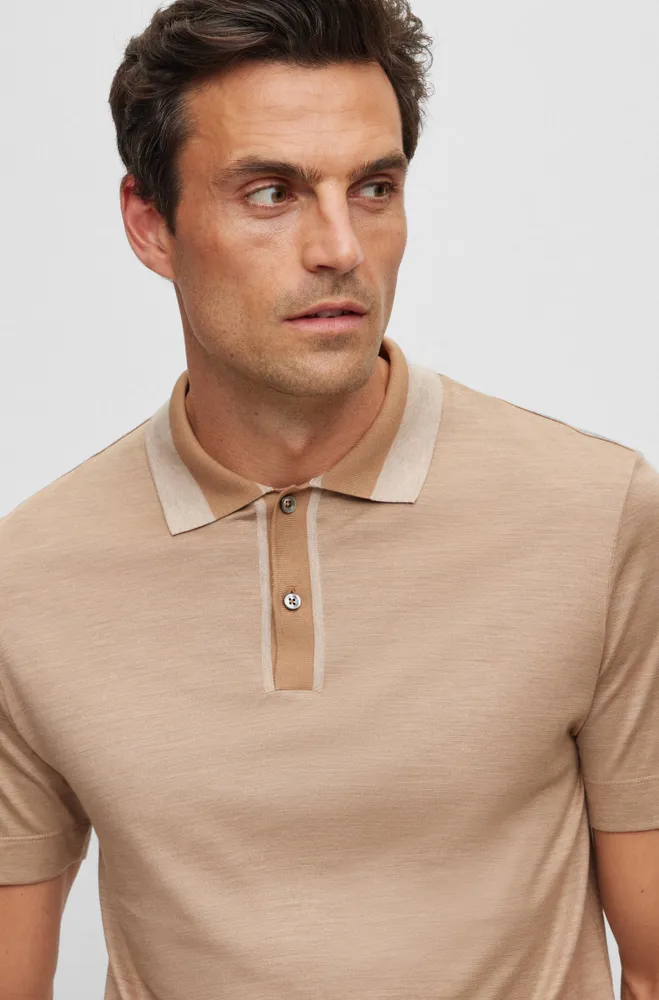 Regular-fit polo shirt in cotton and silk