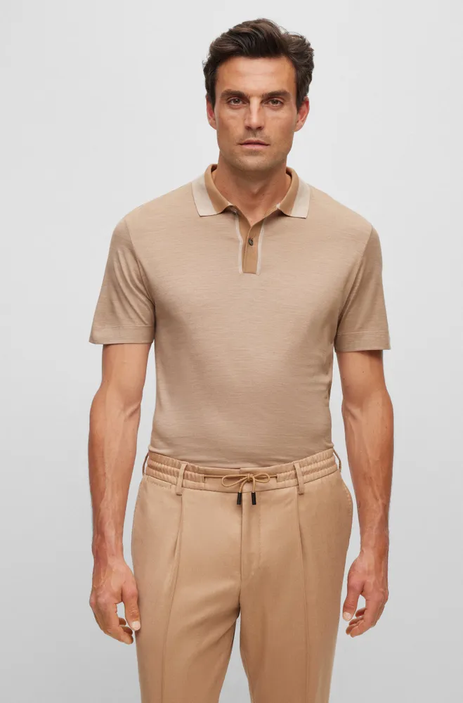 BOSS - Interlock-cotton polo shirt with tonal logo