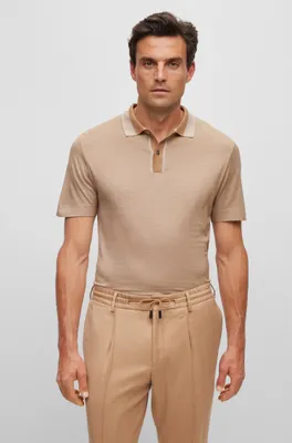Regular-fit polo shirt cotton and silk