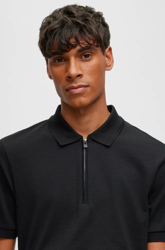 hugo boss zip up polo