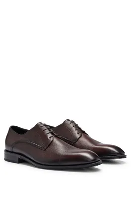 Grained-leather Derby shoes with cap toe