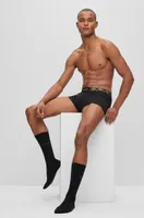 BOSS - Stretch-cotton socks and trunks set with sparkly trims Black