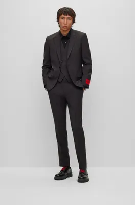 Slim-fit three-piece suit a checked wool blend