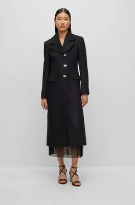 Slim-fit coat with turn-lock buttons