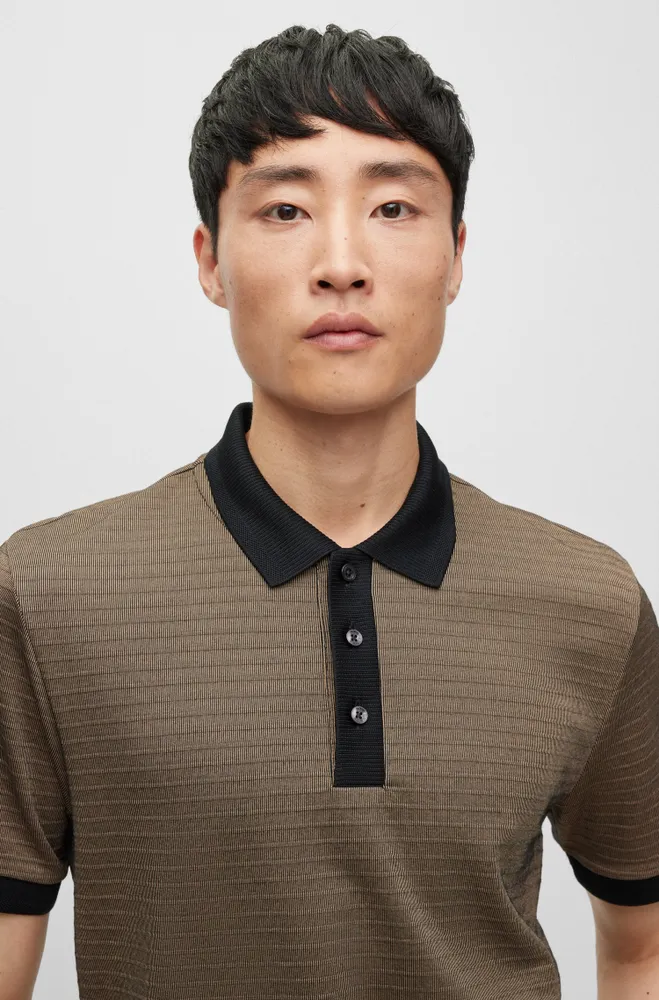 Cotton-blend polo shirt with ottoman structure