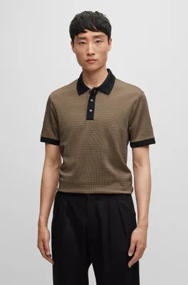 Cotton-blend polo shirt with ottoman structure