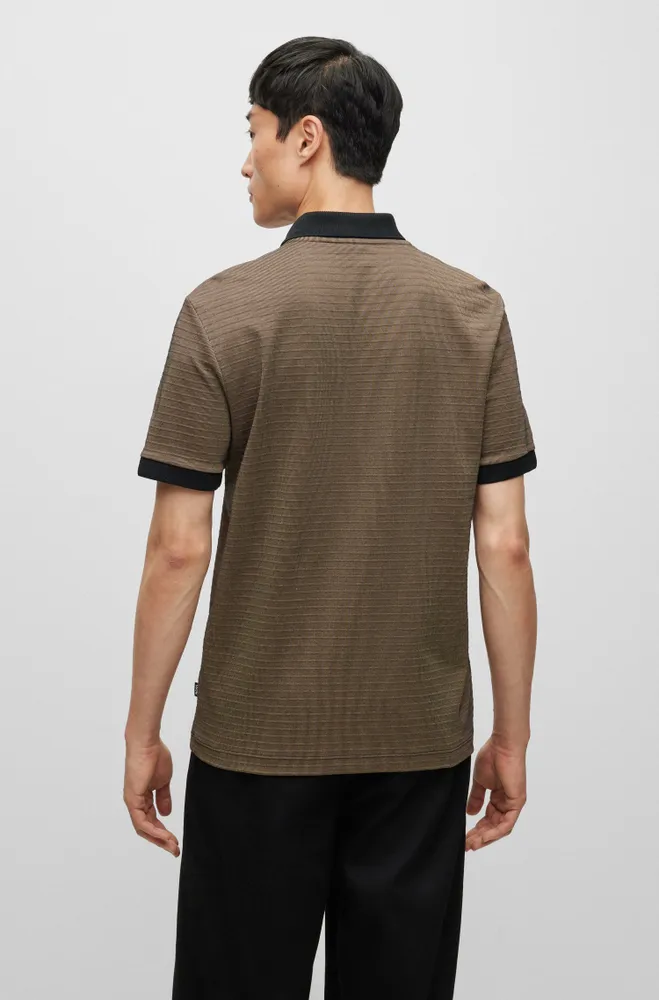 Cotton-blend polo shirt with ottoman structure