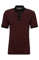 BOSS - Cotton-blend polo shirt with ottoman structure Dark Red