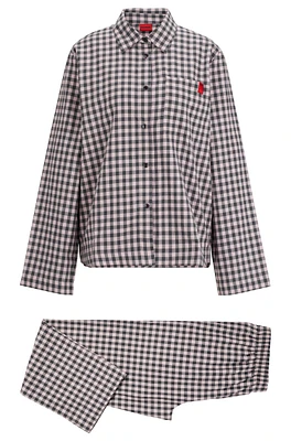 Pajamas with check pattern and branding
