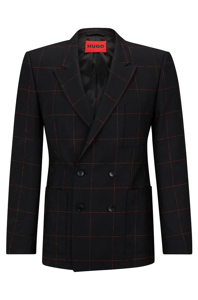 Slim-fit jacket checked virgin wool