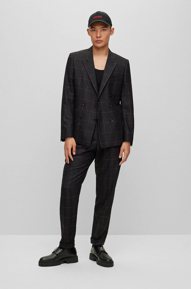 Slim-fit jacket checked virgin wool