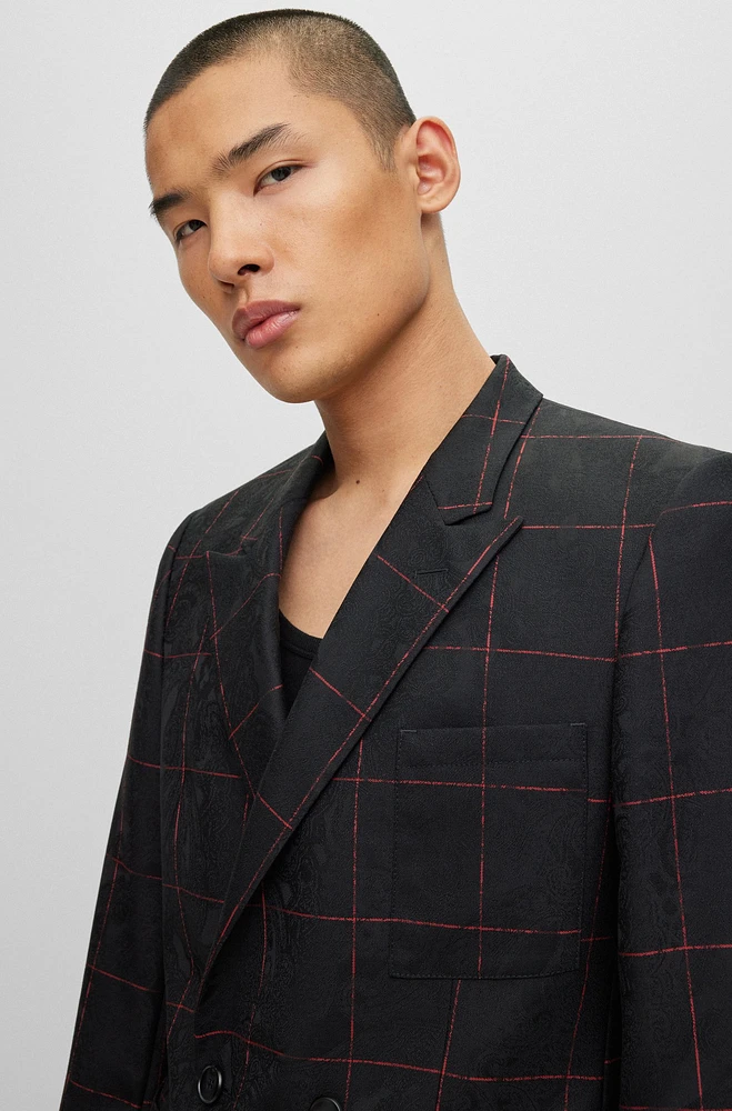 Slim-fit jacket checked virgin wool