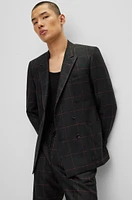 Slim-fit jacket checked virgin wool