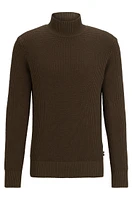 Mock-neck sweater structured cotton and virgin wool