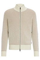 Zip-up cardigan cotton and virgin wool