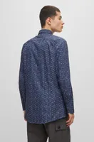 Camisa extra slim fit de lona algodón con estampado abstracto