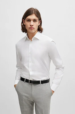 Slim-fit shirt cotton with a stacked-logo jacquard