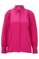 Regular-fit blouse washed silk with concealed packet