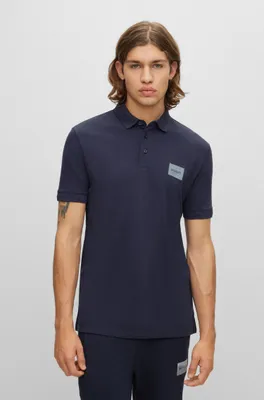 Cotton-piqué polo shirt with metallic-effect logo