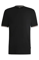 Cotton-jersey T-shirt with signature-stripe cuffs