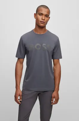 Camiseta de algodón elástico con logo reflectante decorativo