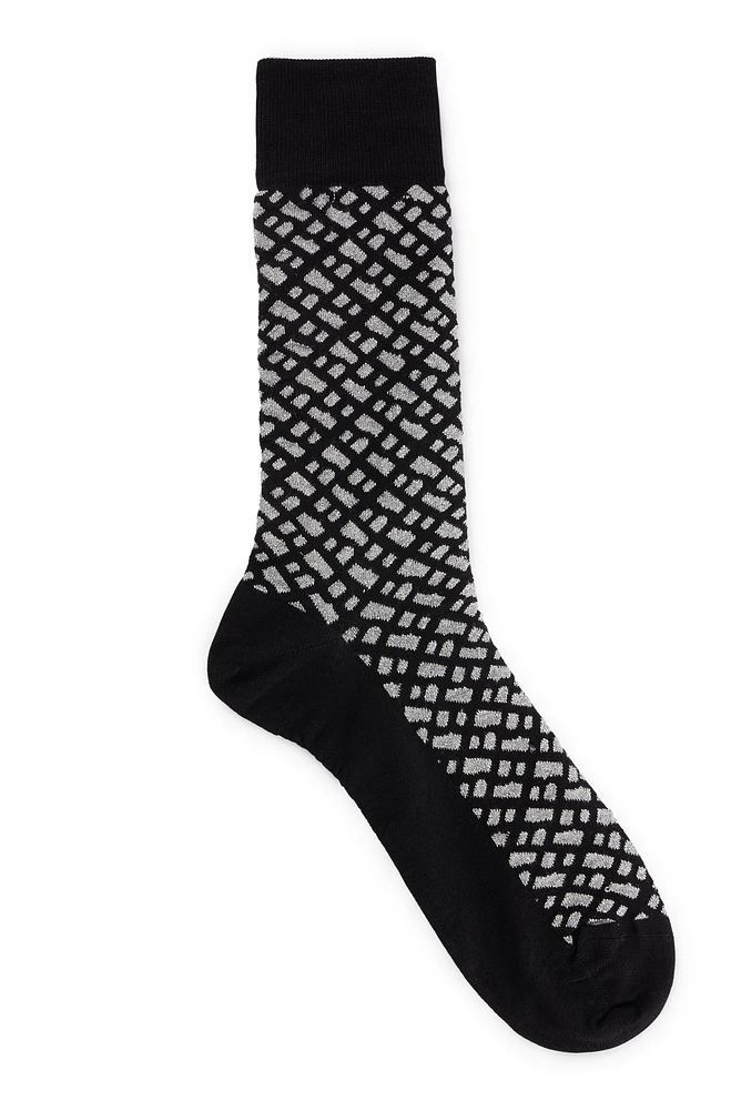 Regular-length socks with silver-effect monogram pattern