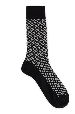 Regular-length socks with silver-effect monogram pattern