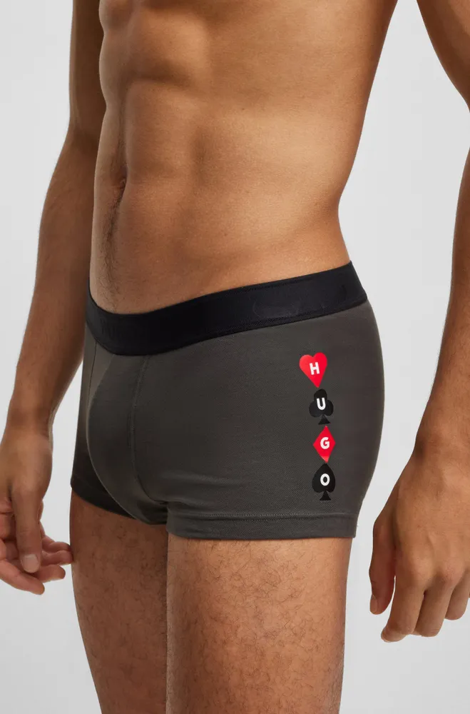 HUGO Stretch-cotton trunks with playing-card logo