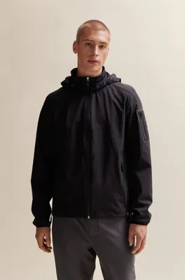 Water-repellent regular-fit jacket with removable hood