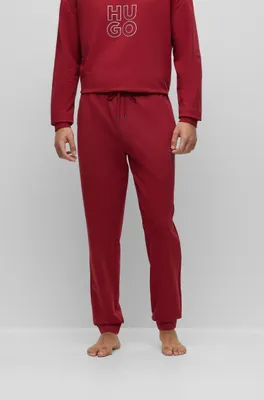 Cotton-terry tracksuit bottoms with metallic-effect logo