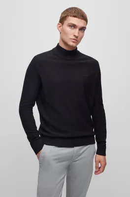 Wool-blend rollneck sweater with embroidered logo