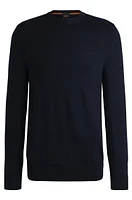 Wool-blend sweater with embroidered logo regular fit