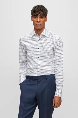 Slim-fit shirt printed Oxford cotton