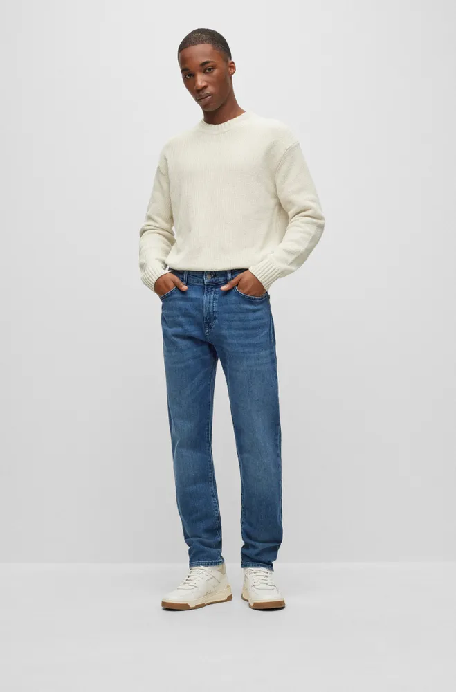 BOSS - Regular-fit jeans in blue comfort-stretch denim