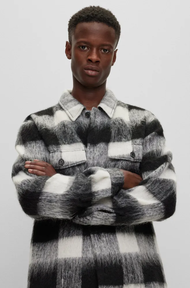 Oversize-fit overshirt Glen-check wool-effect fabric