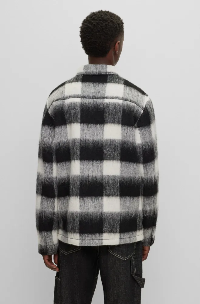 Oversize-fit overshirt Glen-check wool-effect fabric