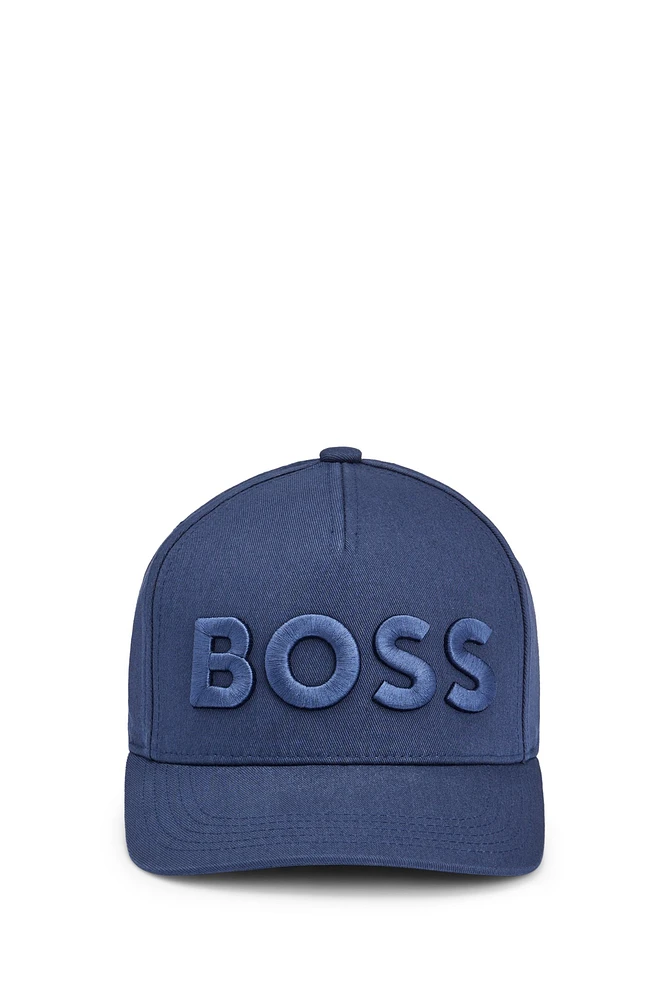 Gorra de cinco paneles en sarga de algodón con logo bordado