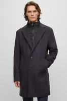 Wool-blend coat with zip-up inner