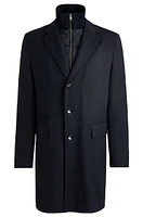 Water-repellent wool-blend coat with zip-up inner