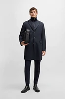 Water-repellent wool-blend coat with zip-up inner